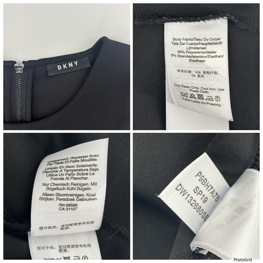 DKNY Black Asymmetrical Hem Short Sleeve Zipper Accent Top, Large - Picture 17 of 17
